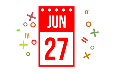 27 June Red Calendar Number