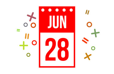 28 June Red Calendar Number