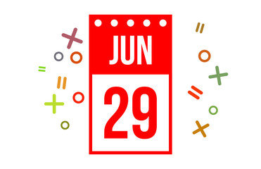 29 June Red Calendar Number