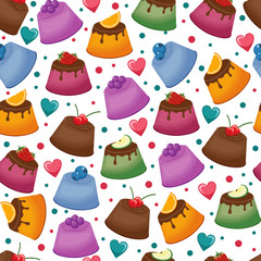 Sweet Snack Seamless Pattern Fruit Jelly Gelatin Wallpaper Repeatable