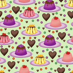 Sweet Snack Seamless Pattern Fruit Jelly Gelatin Wallpaper Repeatable