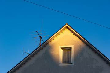 city building rooftop antenna