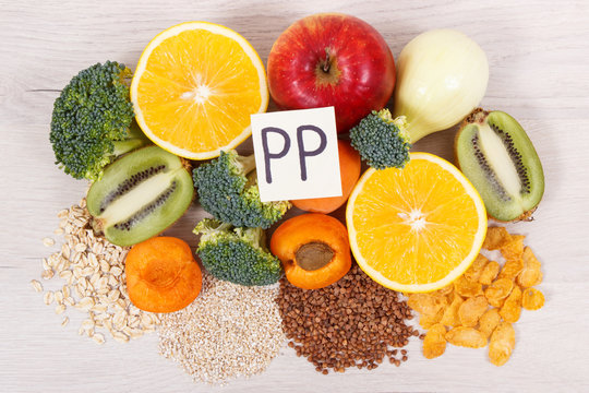 Healthy food as source natural minerals, vitamin PP, B3 and dietary fiber