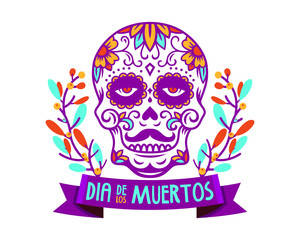 Dia de los muertos poster skull day of the dead vector illustration