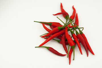 red chili peppers isolated on white background