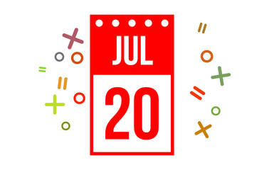 20 July Red calendar Number