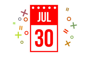 30 July Red calendar Number