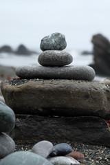 Stacked stones on beach