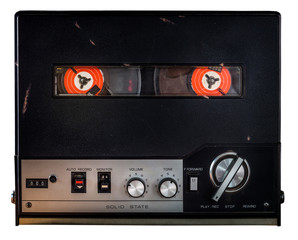 Tape recorder on white background