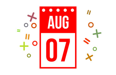 7 August Red Calendar Number
