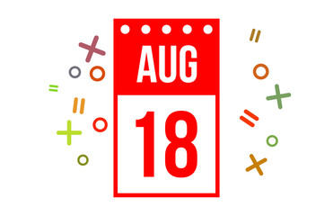 18 August Red Calendar Number