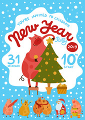 Piggies New Year Party Poster