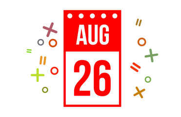 26 August Red Calendar Number
