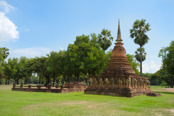 Wat Sorasak temple in Sukhothai province, Thailand.