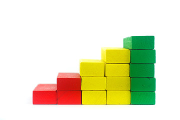 Stack of wooden block in graph shape. Business concept