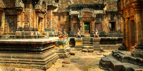 banteay srei temple at Angkor wat archaeologic park ,Cambodia	