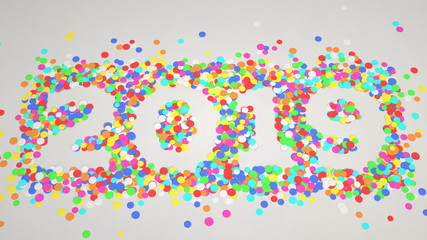 2019 number made from colorful confetti