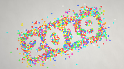 2019 number made from colorful confetti