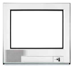 Old TV with white screen.