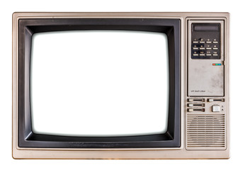 Old TV with white screen.