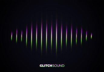 Audio or sound wave with music volume peaks and color glitch effect