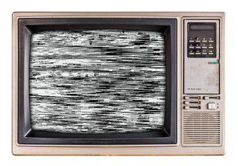 Old TV with glitch screen.