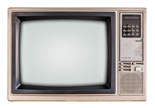 Old TV with black screen.