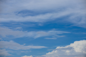 Rain clouds forming with blue sky background