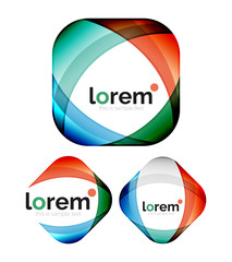 Set of geometric shape convergence logo design templates