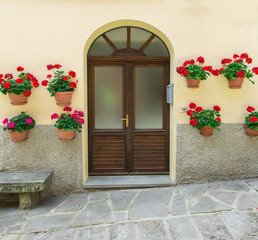 Is a typical italian street in the a small provincial town in Tuscany, Italy, Europe