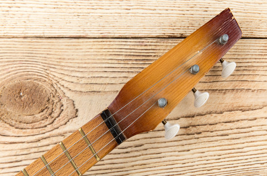 place settings of balalaika, a traditional Russian instrument