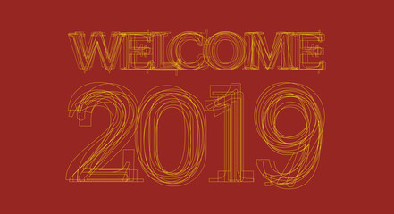 Welcome 2019 Happy New Year, Background Greetings Card Design Element
