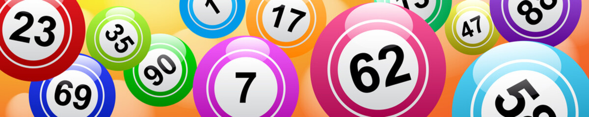 Bingo lottery, header background vector design, lucky balls and numbers of lotto