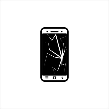 Broken Screen Smart Phone Icon, Cracked Display