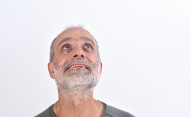 middle aged man look to up