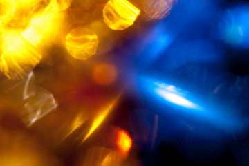 Blur of blue and yellow lights
