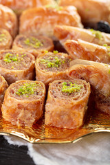 Baklava pastry dessert. Traditional turkish dessert.