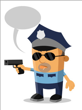 artoon character policeman with a gun