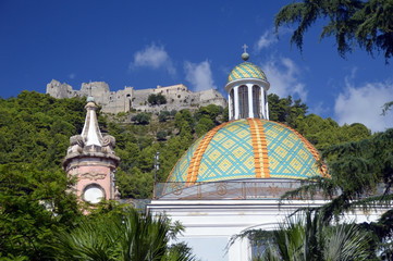 Arechi's Castle and the dome of the Holy Annunciation church, Salerno