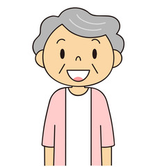 シニア　女性　笑顔のおばあちゃん　二頭身