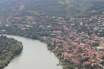 Mtskheta town near river in Georgia