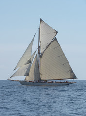 Fototapeta premium Sailboat the old style on Mediterranean sea