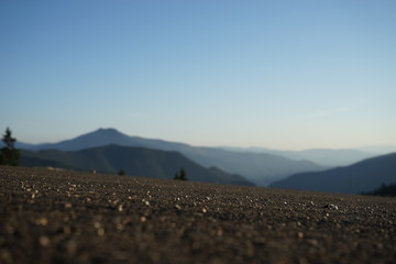 road closeup on top of the mountain 