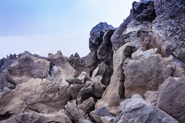 Lava on Mount Etna, active volcano on the east coast of Sicily, Italy 