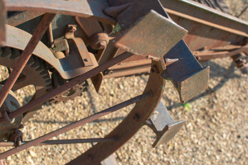 Antique tractor parts close up