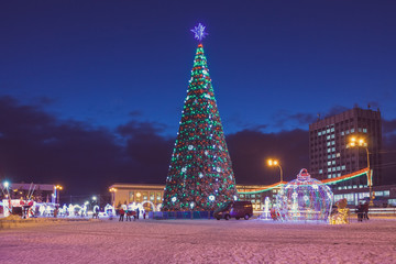 Winter festive decorations of the city before the New Year