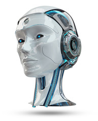 Cyborg head artificial intelligence 3D rendering