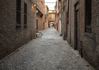 Via delle Volte of Ferrara in the medieval quarter. Emilia-Romagna. Italy.