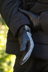 Male gloves, close up