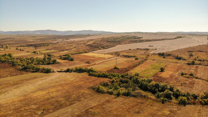 Yellow fields in national park Cheile Nerei Beusnita, near the Sasca Montana in Romania